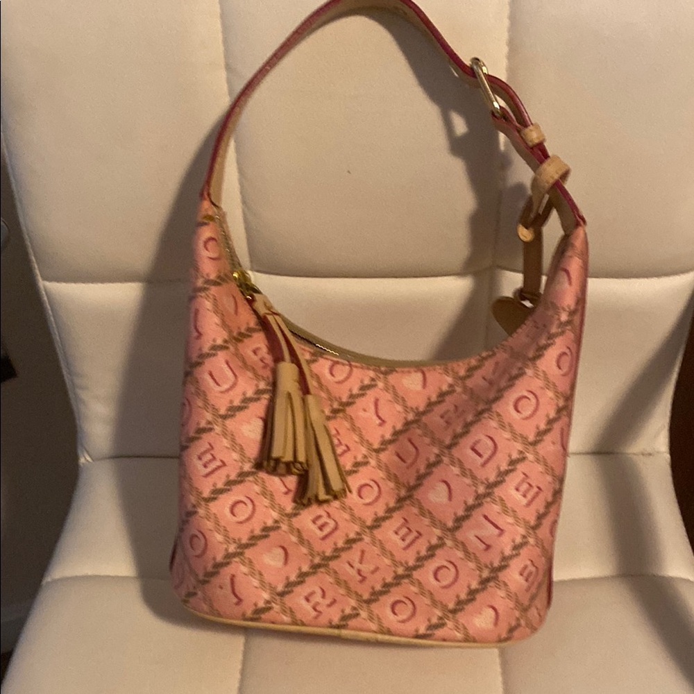 Dooney & Bourke Pink Geometric Hobo Bag with Tassel